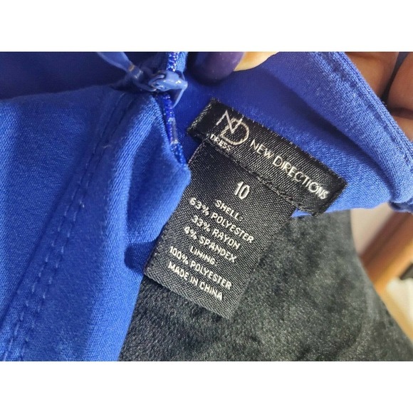 New Directions Women's Blue Polyester Round Neck Sleeveless Knee Length Dress 10 - Picture 8 of 11